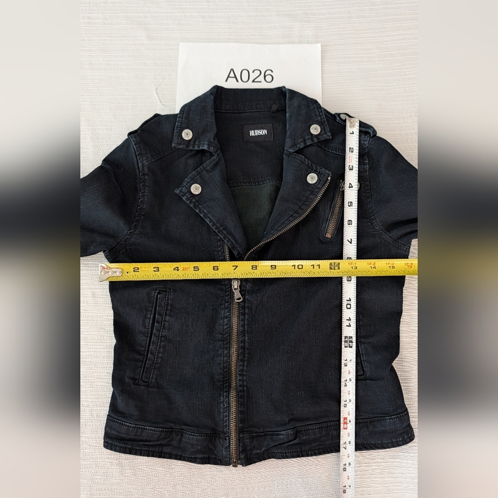 Hudson Crop Denim Moto Dark Blue Jacket Woman's - Picture 11 of 13